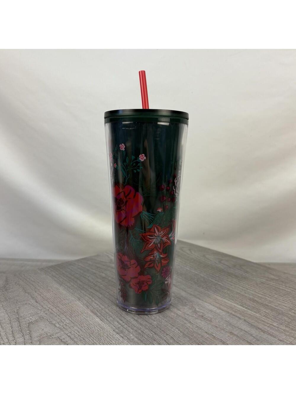 Starbucks Holiday 2022 Poinsettia Silicon Straw Topper Cold Cup Tumbler 24oz - Picture 4 of 10
